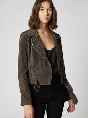 Blank NYC Suede Moto Jacket in French Grey